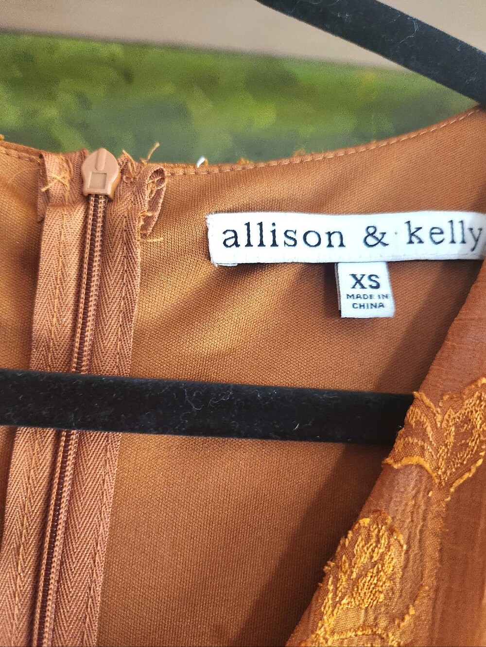 ALLISON & KELLY Copper MUSTARD Rust Floral Wrap Romper Mini SS TIE Zip Dress XSP - Picture 3 of 16
